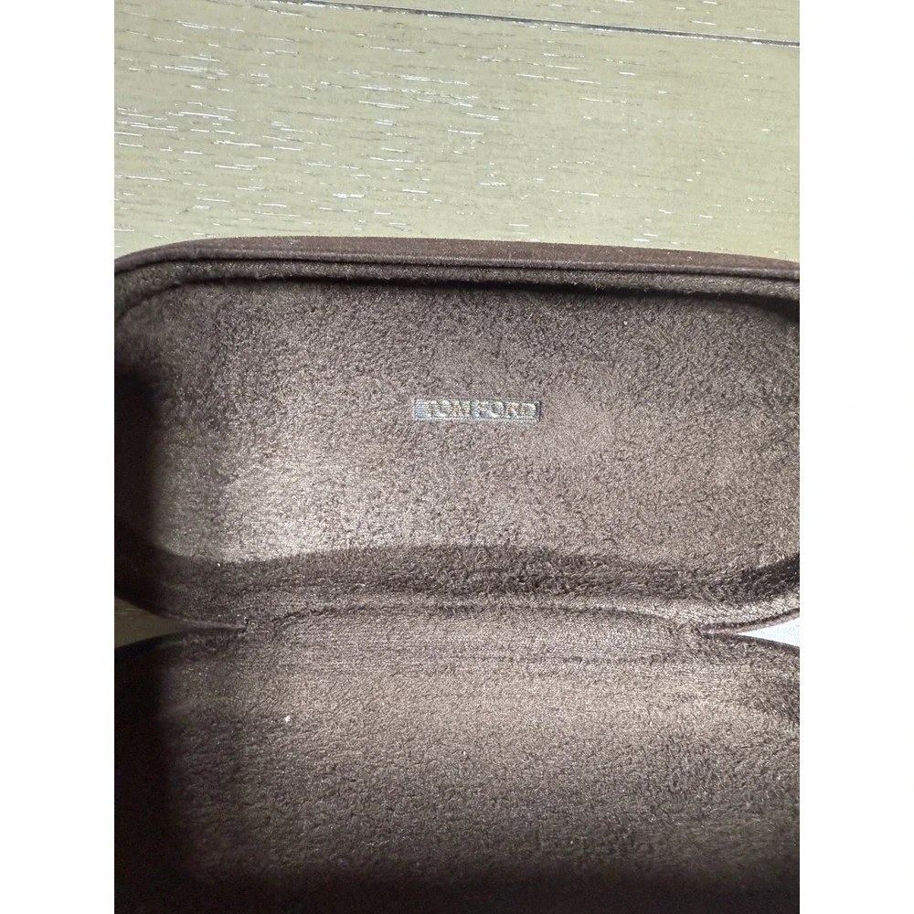 Tom Ford Eyeglass Case Brown‎ Suede Hard Shell Holder Pouch Unisex Luxury
